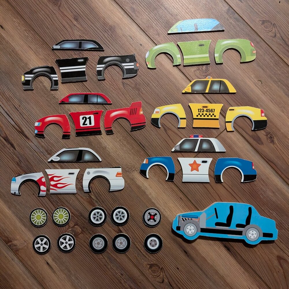 Melissa and Doug Magnetic Mix and Match Cars Set